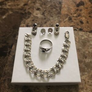 925 (3Pc) Sterling Silver Ring, Bracelet & Earring Set